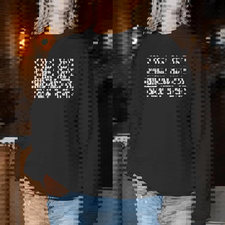 Girls Just Wanna Have 基本的な人権 レディーススウェットシャツ 面白い贈り物