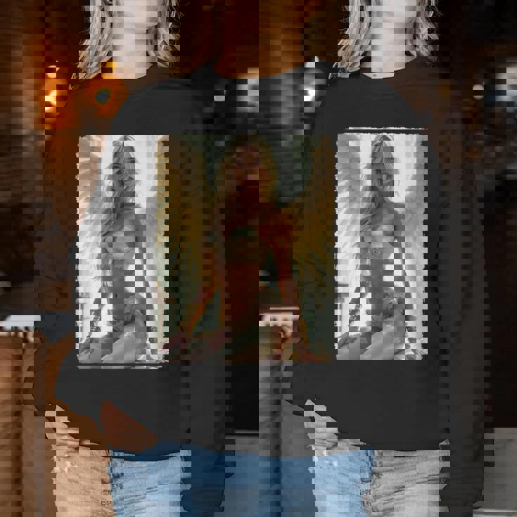 Hot Girl On 男性用 セクシーな天使の座り グランジ 長袖tシャツ レディーススウェットシャツ 面白い贈り物