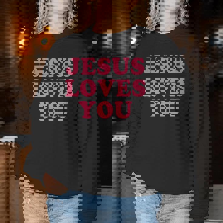 Jesus Loves You Christian Faith レディーススウェットシャツ 面白い贈り物