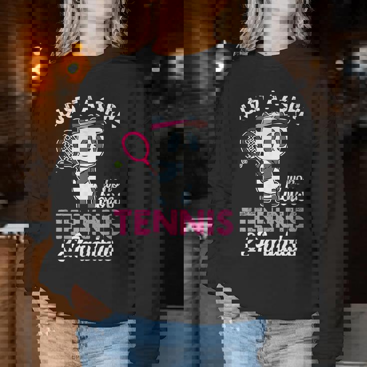 Just A Girl Who Love Tennis & Pandas パンダテニス愛好家 レディーススウェットシャツ 面白い贈り物