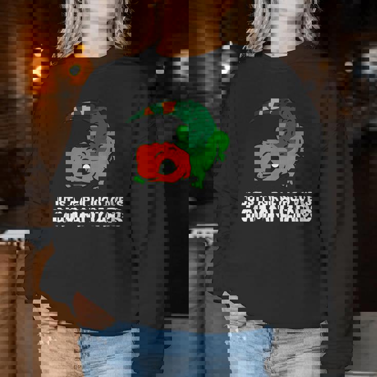 Just A Girl Who Loves Caiman Lizards ファニーカイマントカゲ レディーススウェットシャツ 面白い贈り物