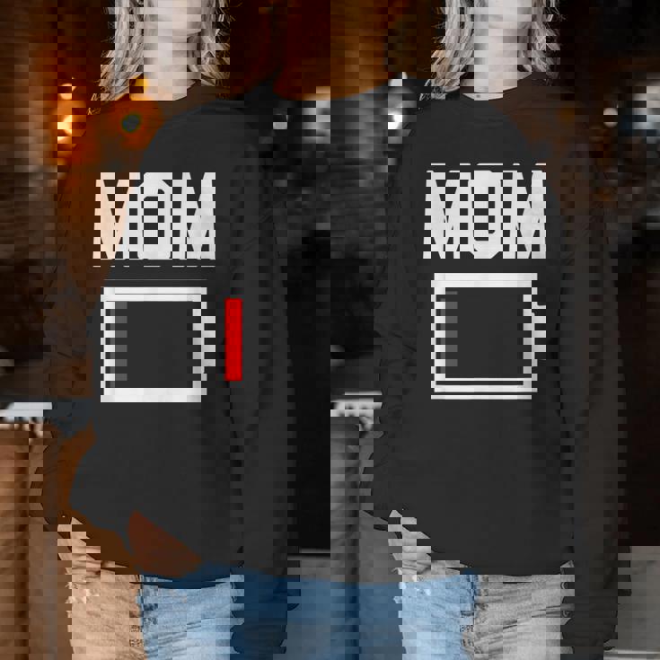 Mom Battery Low Mother Family Mama Mommy Mom レディーススウェットシャツ 面白い贈り物