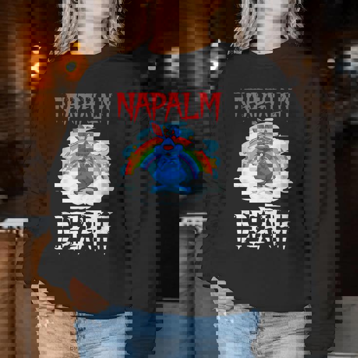 Napalm Death Rainbow Bunny ピンク ナパーム デスラビット レディーススウェットシャツ 面白い贈り物