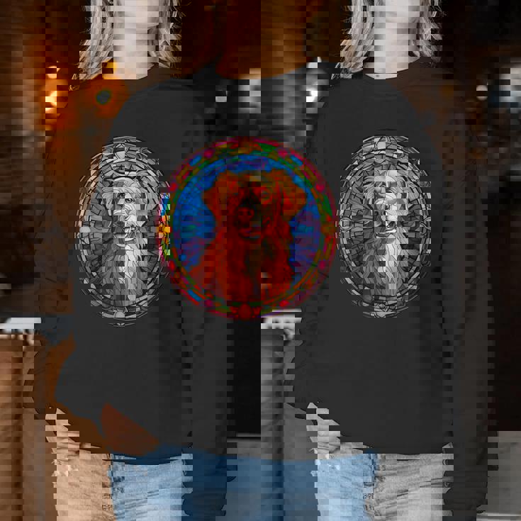 Novacotia Duck Tolling Retriever Toller Dog ステンドグラス レディーススウェットシャツ 面白い贈り物