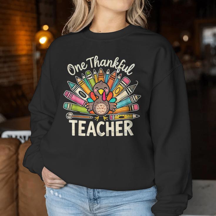One Thankful Teacher Cute Thanksgiving Turkey School Women Sweatshirt Unique Gifts One Thankful Teacher Cute Thanksgiving Turkey School Women Sweatshirt Unique Gifts
