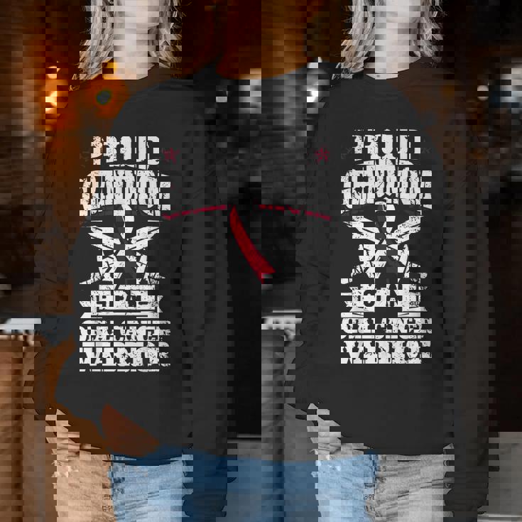 Oral Cancer Warrior Awareness リボン Proud Grandmom Of An Oral Cancer Warrior レディーススウェットシャツ 面白い贈り物