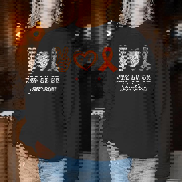 Peace Love Cure 白血病 意識啓発 男性 女性 子供 白血病 レディーススウェットシャツ 面白い贈り物