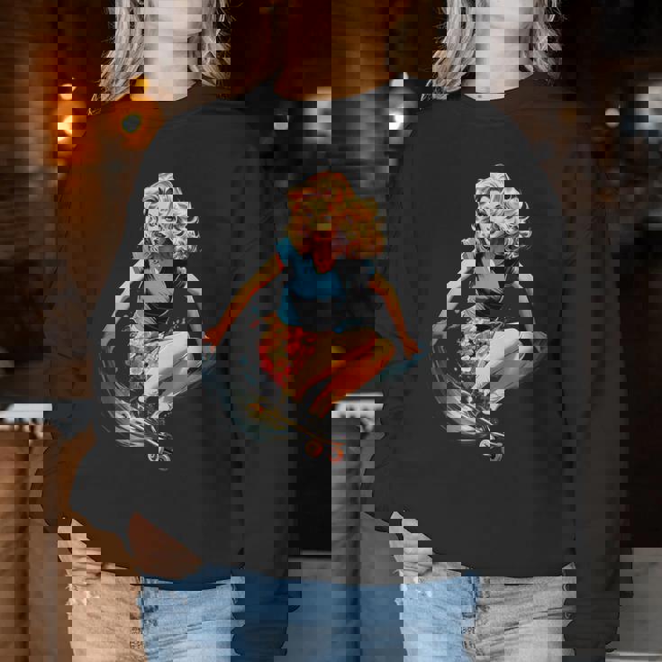 Pinup Girl スケートボード レディーススウェットシャツ 面白い贈り物