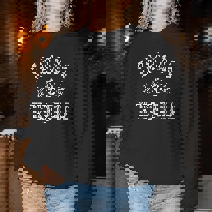 Tacos And Tequila Cinco De Mayo メンズ レディース メキシカン ドリンク レディーススウェットシャツ 面白い贈り物