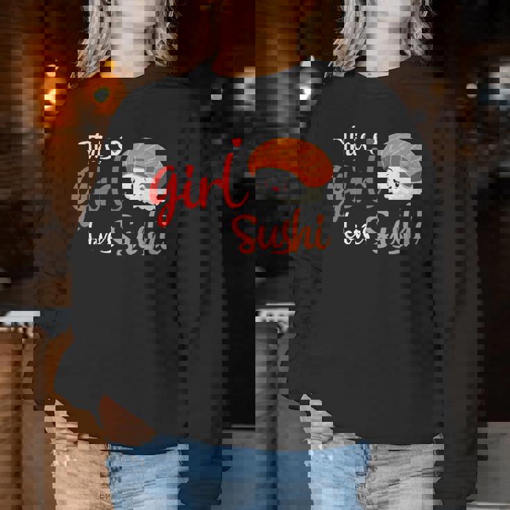 This Girl Lovesushi かわいい フェミニン 食べ物 引用アート レディーススウェットシャツ 面白い贈り物