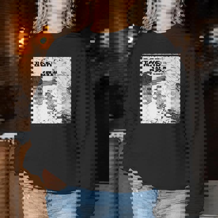 Trashed Panda Racoon Trend レディーススウェットシャツ 面白い贈り物