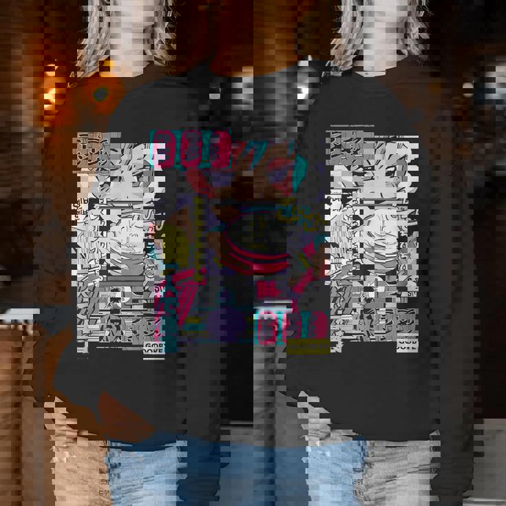 Vaporwave レトロ 90年代 日本アニメ 女の子とラーメン 美学 レディーススウェットシャツ 面白い贈り物