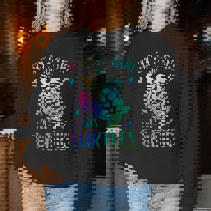 カメが大好きなただの女の子 かわいいパステルカメ レディーススウェットシャツ 面白い贈り物