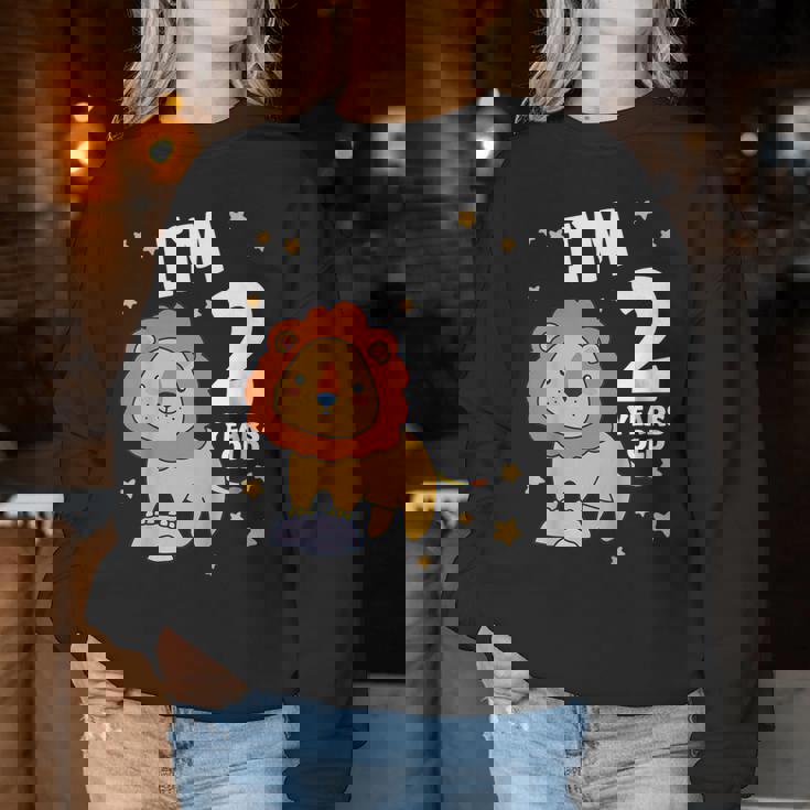 キッズ 2歳の誕生日 ライオン 2歳 男の子 女の子 レディーススウェットシャツ 面白い贈り物