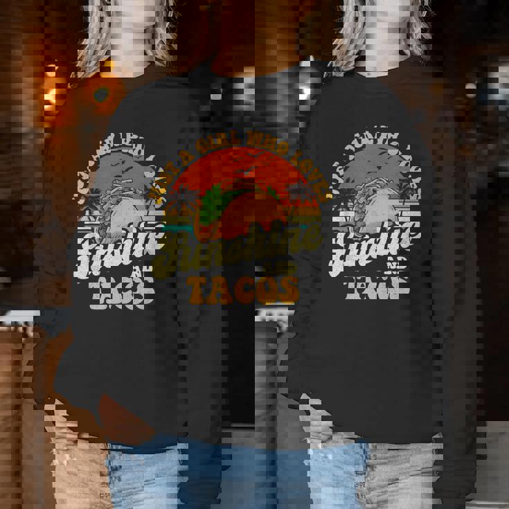 サンシャインとタコスが大好きな女の子-タコス好きメキシコ レディーススウェットシャツ 面白い贈り物