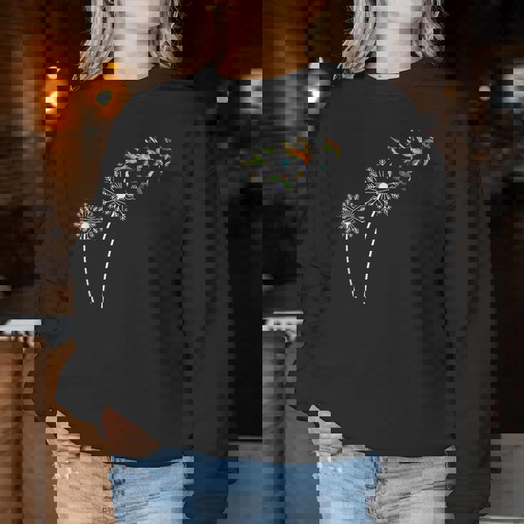 タンポポの花 インコ 鳥好き レディーススウェットシャツ 面白い贈り物