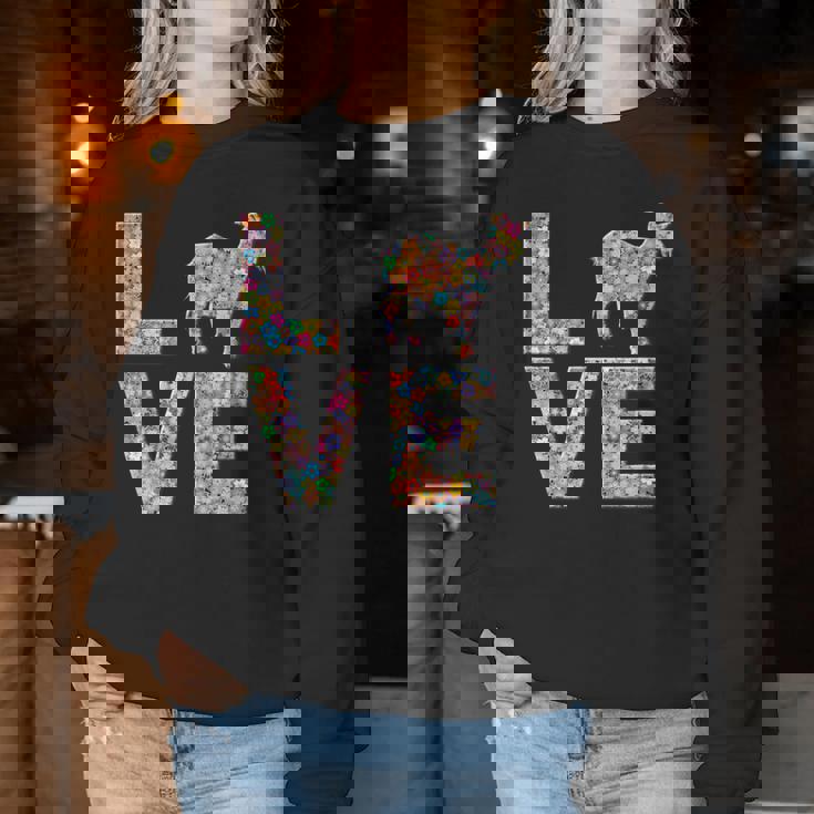 ヤギの動物愛の花 レディーススウェットシャツ 面白い贈り物