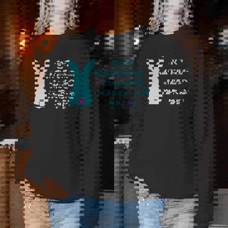 リサイズ ただうさぎを見てるだけで、幸せな気持ちになる Bunny Bunnies Rabit Happy うさぎ レディーススウェットシャツ 面白い贈り物