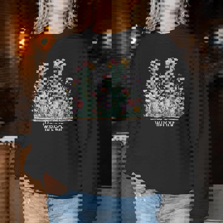 ワイルドフラワー ボヘミアン 砂漠の花 レディーススウェットシャツ 面白い贈り物