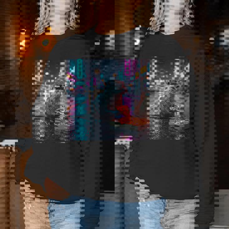 ヴィンテージ カワウソ キッズ Her Mom Dad ピザ ミーム 幼児 レトロ 長袖tシャツ レディーススウェットシャツ 面白い贈り物