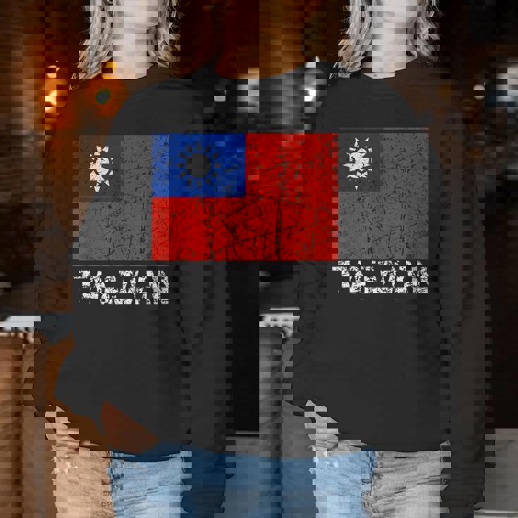 台湾国旗 アンティーク調 男性 女性 キッズ アジア 台湾 レディーススウェットシャツ 面白い贈り物