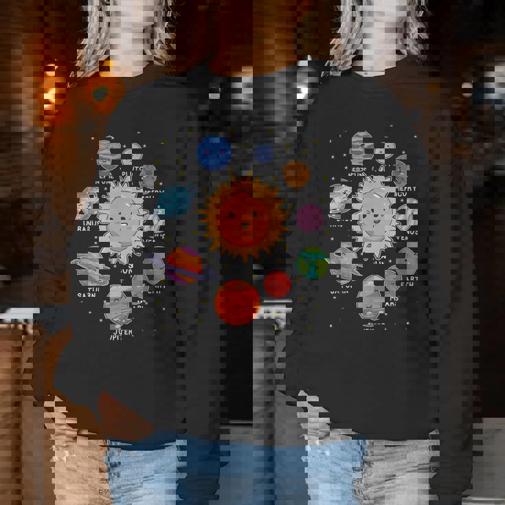 太陽系 惑星 宇宙 惑星 男の子 女の子 幼児 レディーススウェットシャツ 面白い贈り物