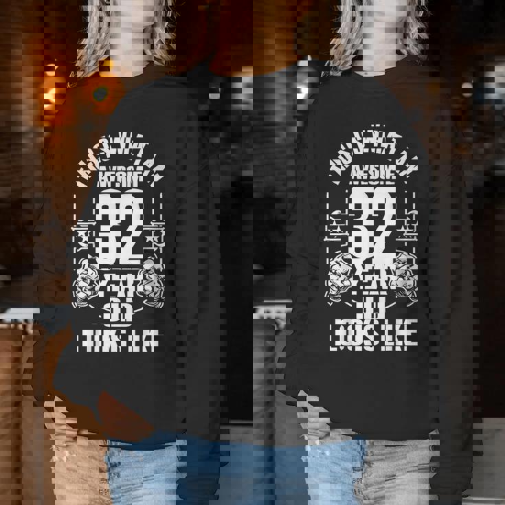 男性、女性、32歳の誕生日への32歳の誕生日プレゼント レディーススウェットシャツ 面白い贈り物