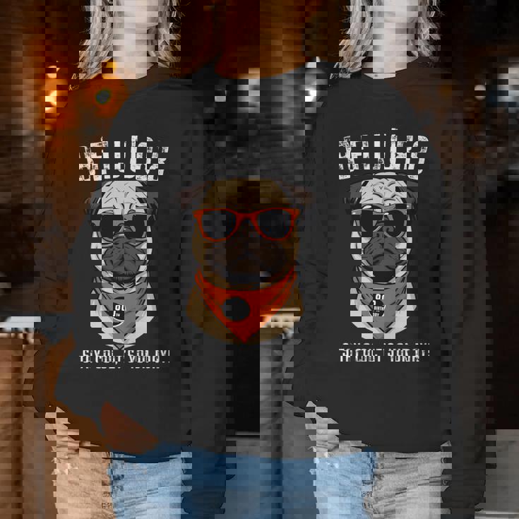 米寿祝い 犬 パグ サングラス 父 男性 女性 母 犬好き 米寿 お祝い 88歳 おもしろ おもろい 長袖tシャツ レディーススウェットシャツ 面白い贈り物