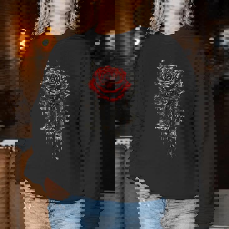 赤薔薇 花 ボタニスト ガーデン ガーデニング 花 バラ レディーススウェットシャツ 面白い贈り物