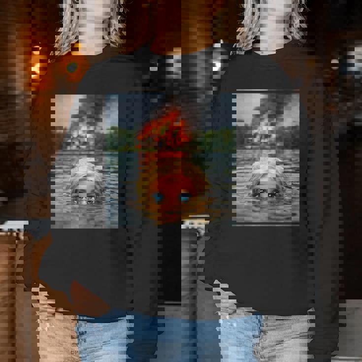 面白い人形の顔の服 ミーム 女性 男性 ヴィンテージ 水泳 レディーススウェットシャツ 面白い贈り物