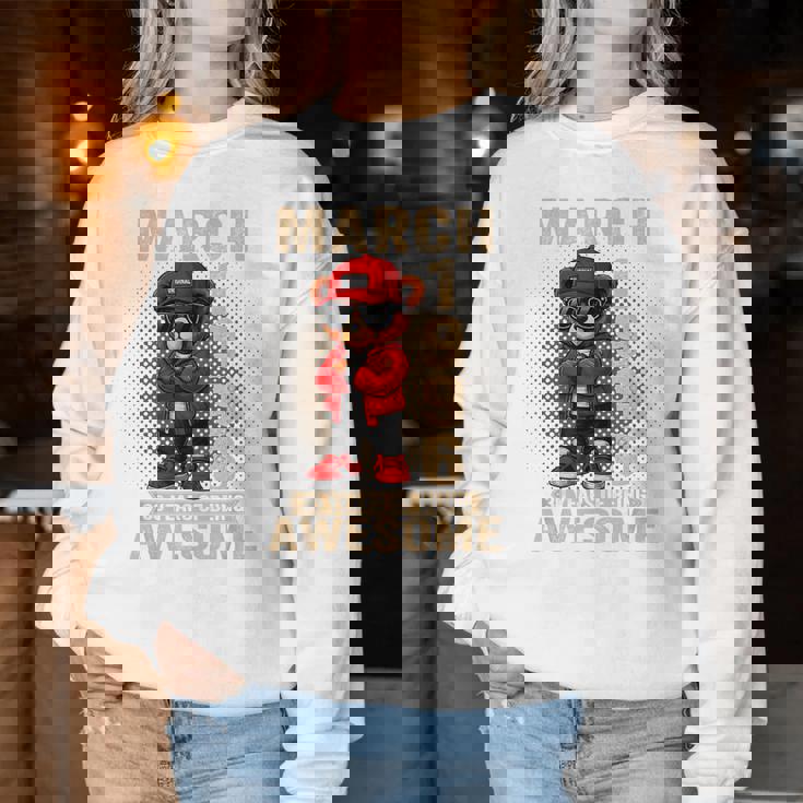 3月30日 誕生日 男性 女性 1996年 素晴らしいテディベア レディーススウェットシャツ 面白い贈り物