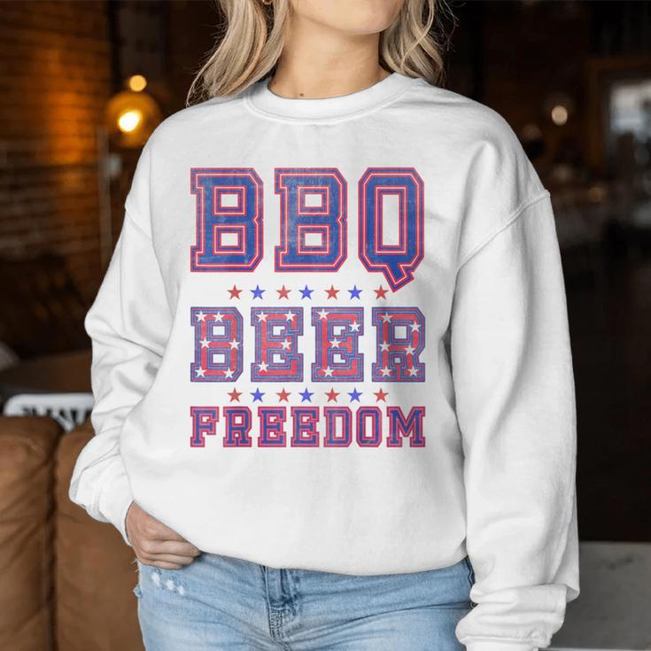 Bbq Beer Freedom シャツ ビンテージ レディーススウェットシャツ 面白い贈り物