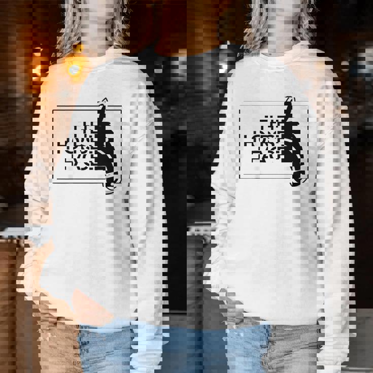 【バックプリント・背中側】ザ・ホース・フェイス The Horse Face 午年 馬 2026 パロディ レディーススウェットシャツ 面白い贈り物