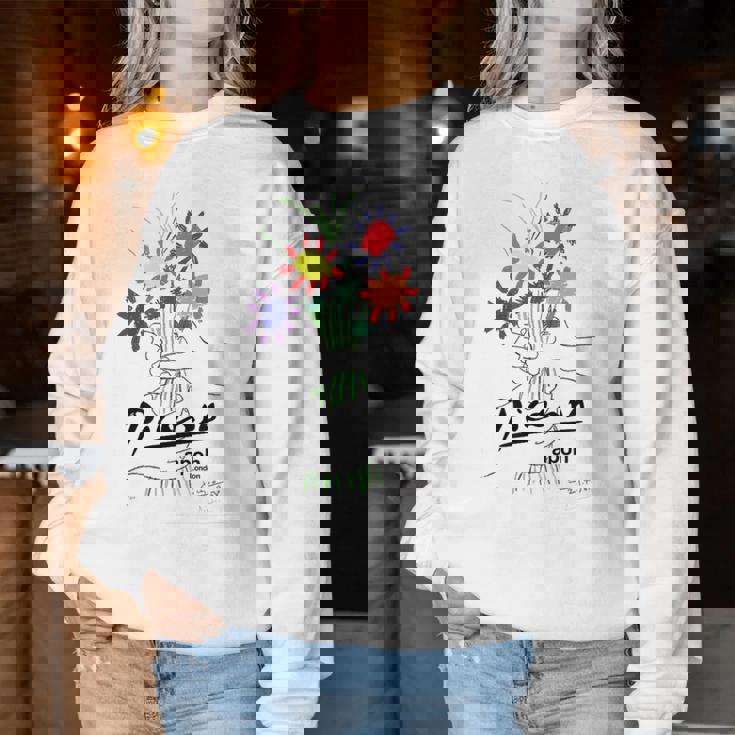 パブロ・ピカソ 平和の花 作品 描画 Papl2192 レディーススウェットシャツ 面白い贈り物