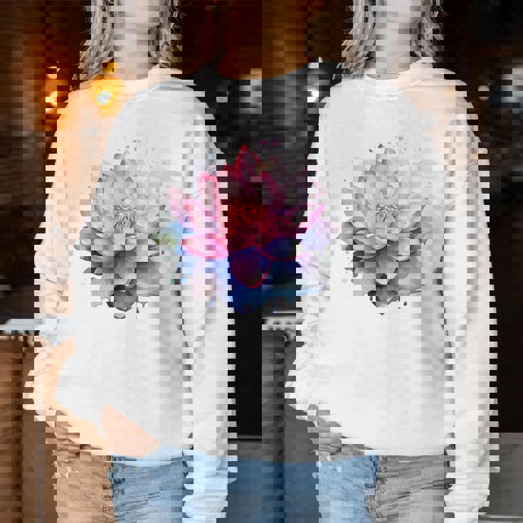 蓮の花 ユリパッド、自然、花、ビューティーアート レディーススウェットシャツ 面白い贈り物