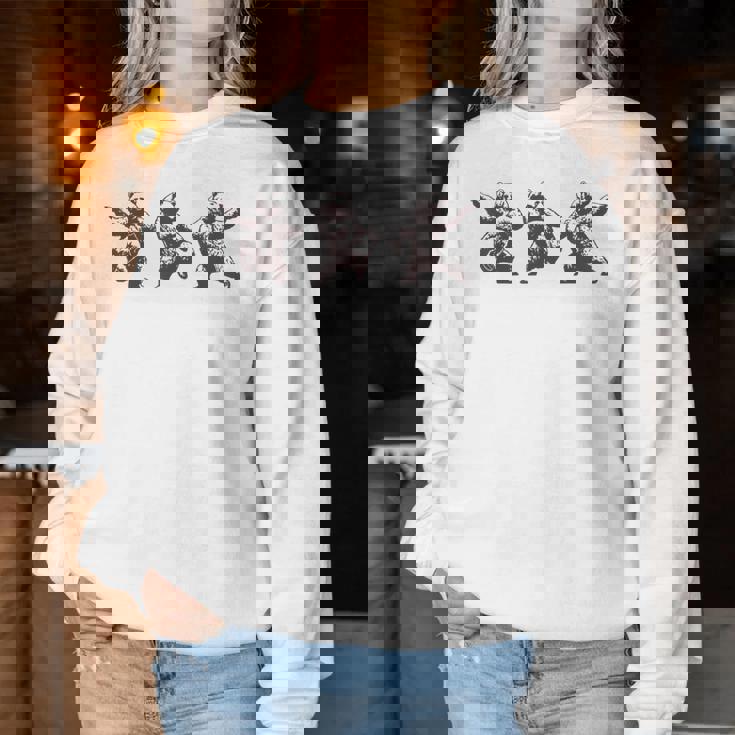 面白いクマのダンスグラフィック。動物愛好家、男性、女性、子供用。 レディーススウェットシャツ 面白い贈り物