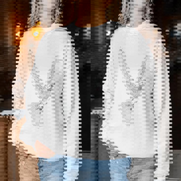 鳩 動物 男性 女性 モチーフ 恋人 自由 デザイン 平和 レディーススウェットシャツ 面白い贈り物