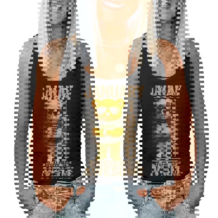 46歳 1980年1月 テディベア 46歳 誕生日 男性 女性 レディースタンクトップ