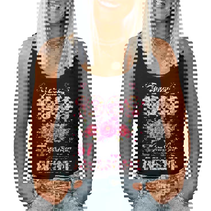 57歳 1969年2月 花柄 57歳 誕生日 男性 女性 レディースタンクトップ