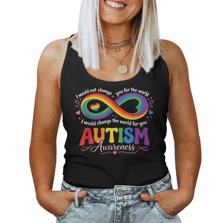 Autism Mom Awareness Rainbow Infinity Neurodiversity Heart Women Tank Top