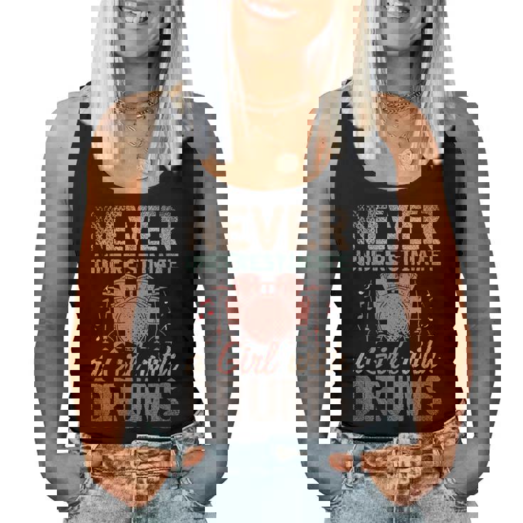 Baterista Instrumento Musical Chica Amante De La Batería Cuello Camiseta sin mangas para mujer