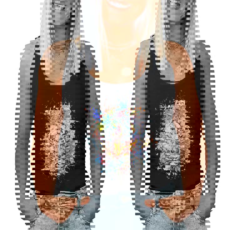 Beelegant 加熱虎 水彩画 面白い虎 レディースタンクトップ