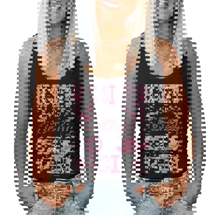 Big Sister Of The Birthday Cow Girl Rodeo Cowgirl Birthday Women Tank Top