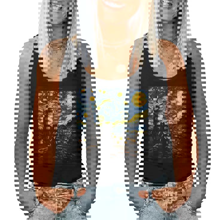 Cat Starry Night Van Gogh Cat For Cat Lover Cat Mom Cat Dad Women Tank Top