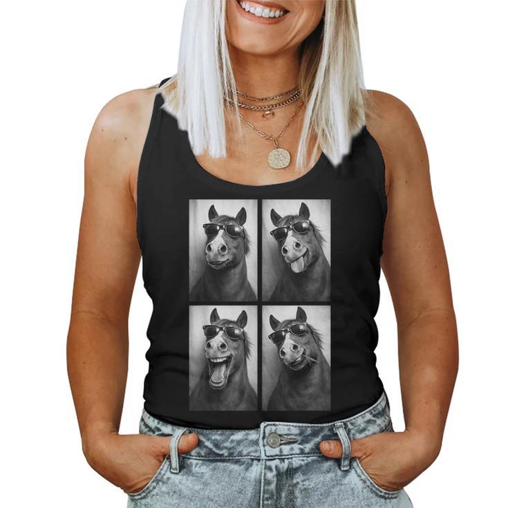 Cool Horse Sunglasses Photobooth Farm Animal Stallion Women Tank Top