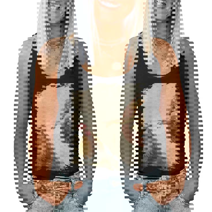 Creation Of Chicken Adam クラシック ミケランジェロ ニワトリ ファニー レディースタンクトップ