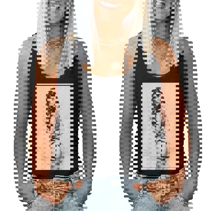 Hot Girl On 男性用 セクシー ブルネット ピンナップガール B&W レディースタンクトップ