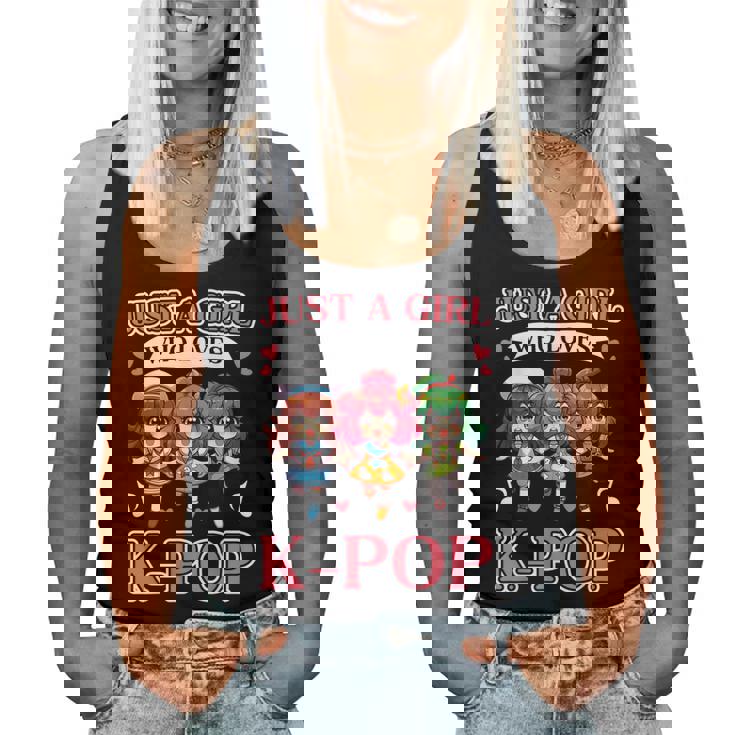 Just A Girl Who Loves K-Pop Fan Korean Music Finger Heart Women Tank Top