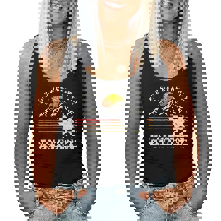 Life Better マルチーズ ビンテージ Dog Mom Dad レディースタンクトップ