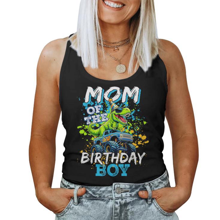 Mom Of The Birthday Boy Monster Truck Dinosaur Bdayt Rex Women Tank Top